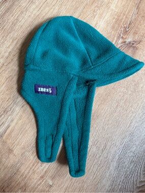 Ibex baby Teal Fleece Earflap Hat vintage